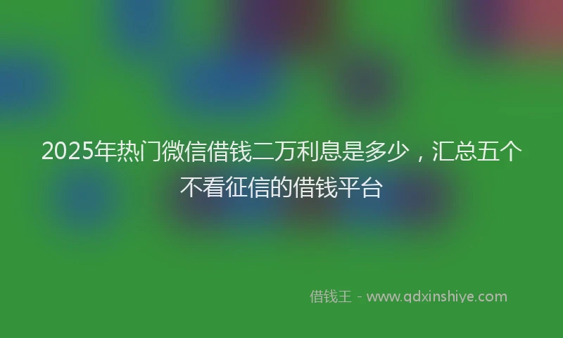 2025年热门微信借钱二万利息是多少,汇总五个不看征信的借钱平台