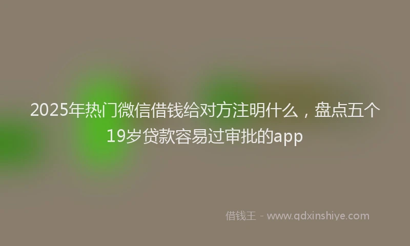 2025年热门微信借钱给对方注明什么，盘点五个19岁贷款容易过审批的app