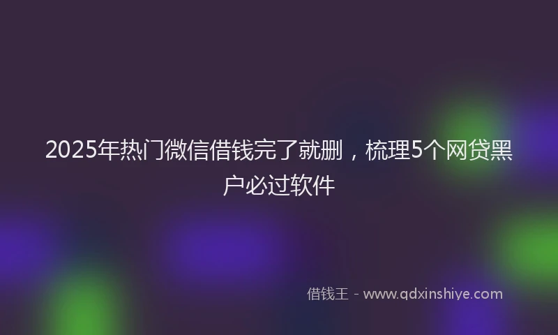 2025年热门微信借钱完了就删，梳理5个网贷黑户必过软件