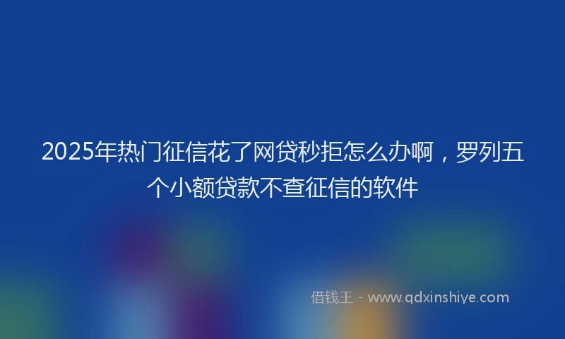 2025年热门征信花了网贷秒拒怎么办啊，罗列五个小额贷款不查征信的软件