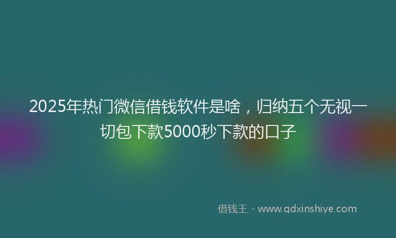 2025年热门微信借钱软件是啥，归纳五个无视一切包下款5000秒下款的口子