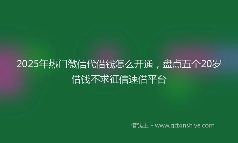 2025年热门微信代借钱怎么开通，盘点五个20岁借钱不求征信速借平台