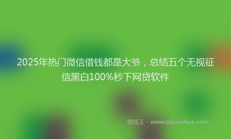 2025年热门微信借钱都是大爷，总结五个无视征信黑白100%秒下网贷软件