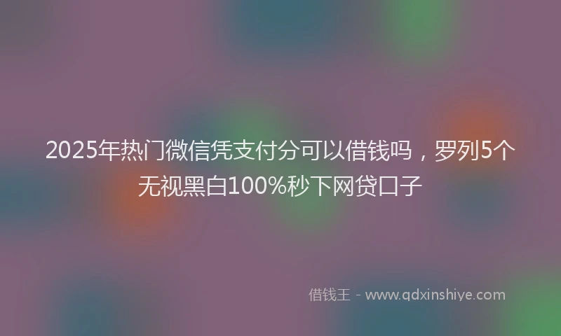 2025年热门微信凭支付分可以借钱吗，罗列5个无视黑白100%秒下网贷口子