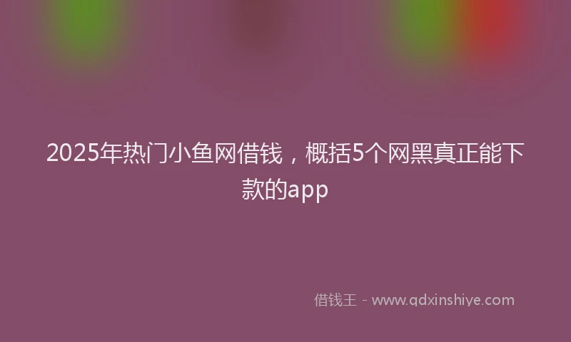 2025年热门小鱼网借钱，概括5个网黑真正能下款的app