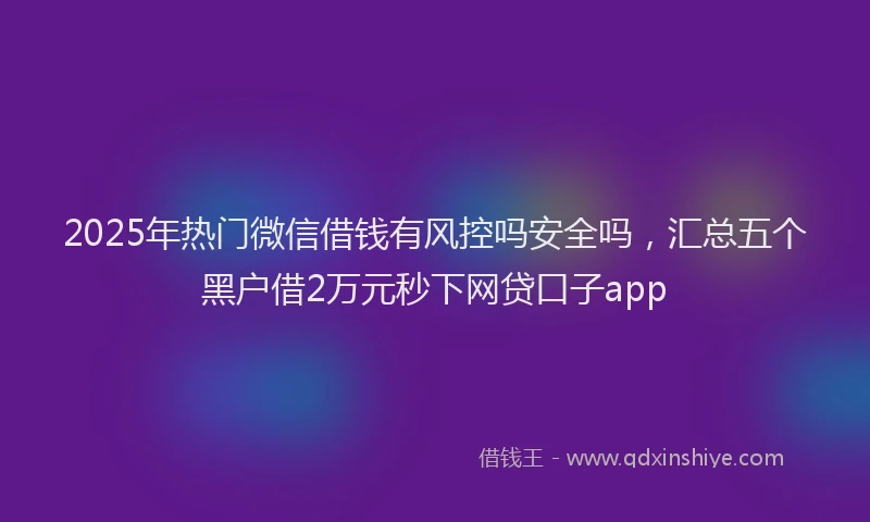 2025年热门微信借钱有风控吗安全吗，汇总五个黑户借2万元秒下网贷口子app