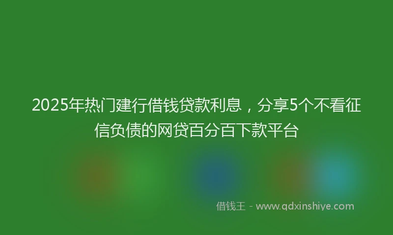 2025年热门建行借钱贷款利息，分享5个不看征信负债的网贷百分百下款平台