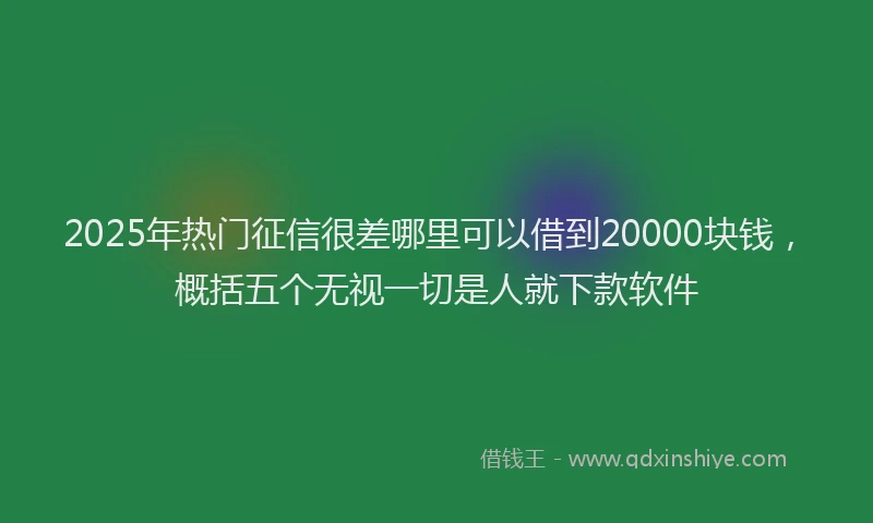 2025年热门征信很差哪里可以借到20000块钱，概括五个无视一切是人就下款软件