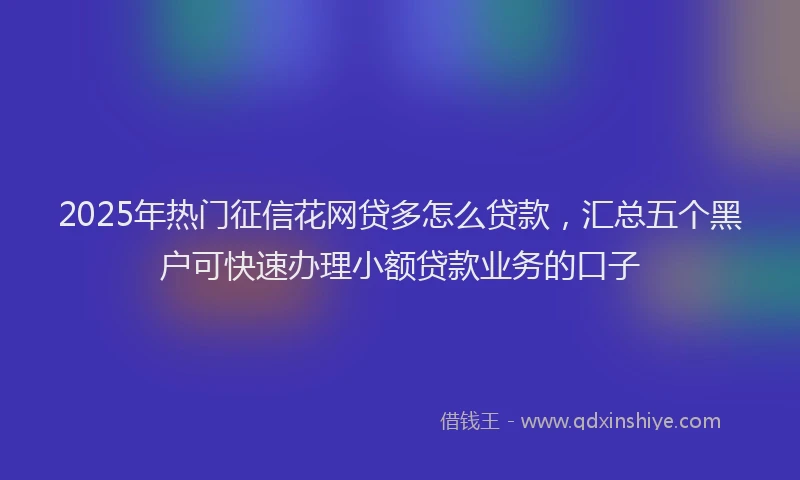 2025年热门征信花网贷多怎么贷款，汇总五个黑户可快速办理小额贷款业务的口子