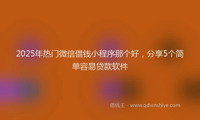 2025年热门微信借钱小程序那个好，分享5个简单容易贷款软件