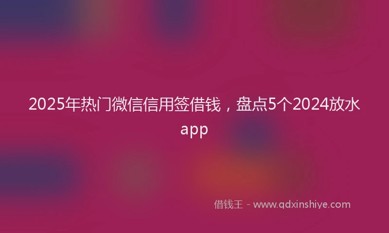 2025年热门微信信用签借钱，盘点5个2024放水app