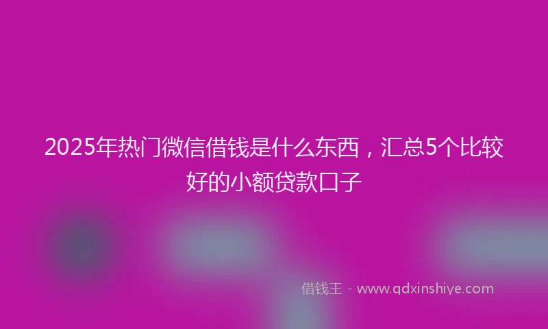 2025年热门微信借钱是什么东西,汇总5个比较好的小额贷款口子