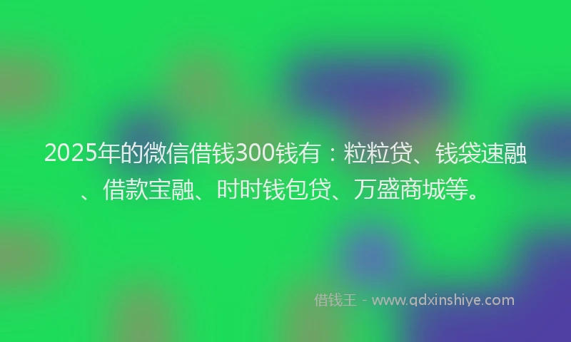 2025年的微信借钱300钱有：粒粒贷、钱袋速融、借款宝融、时时钱包贷、万盛商城等。