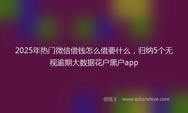 2025年热门微信借钱怎么借要什么，归纳5个无视逾期大数据花户黑户app