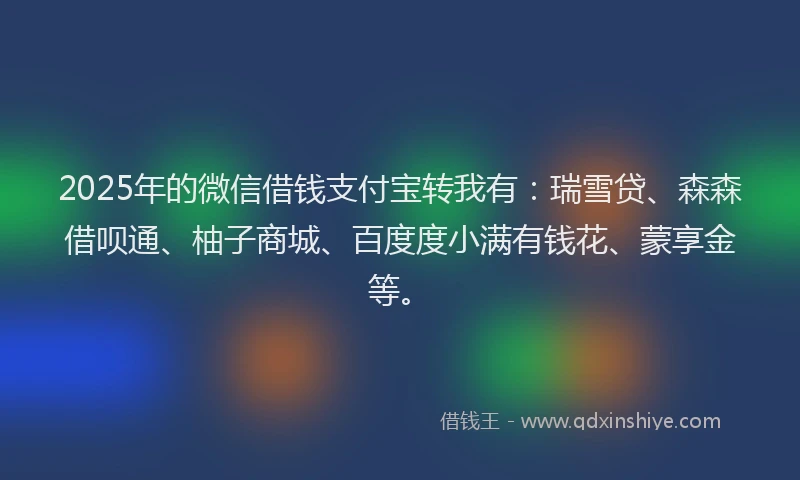 2025年的微信借钱支付宝转我有：瑞雪贷、森森借呗通、柚子商城、百度度小满有钱花、蒙享金等。