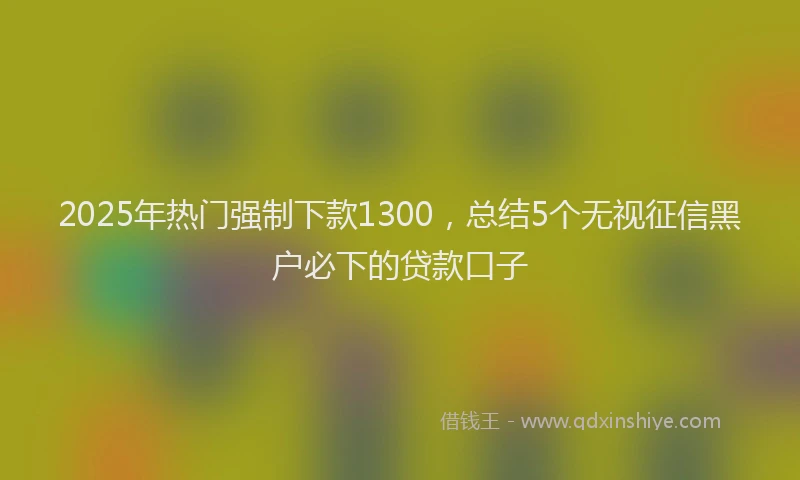 2025年热门强制下款1300，总结5个无视征信黑户必下的贷款口子
