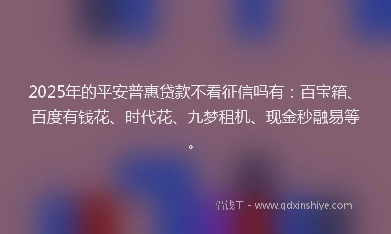 2025年的平安普惠贷款不看征信吗有：百宝箱、百度有钱花、时代花、九梦租机、现金秒融易等。