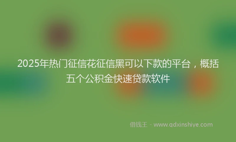 2025年热门征信花征信黑可以下款的平台，概括五个公积金快速贷款软件