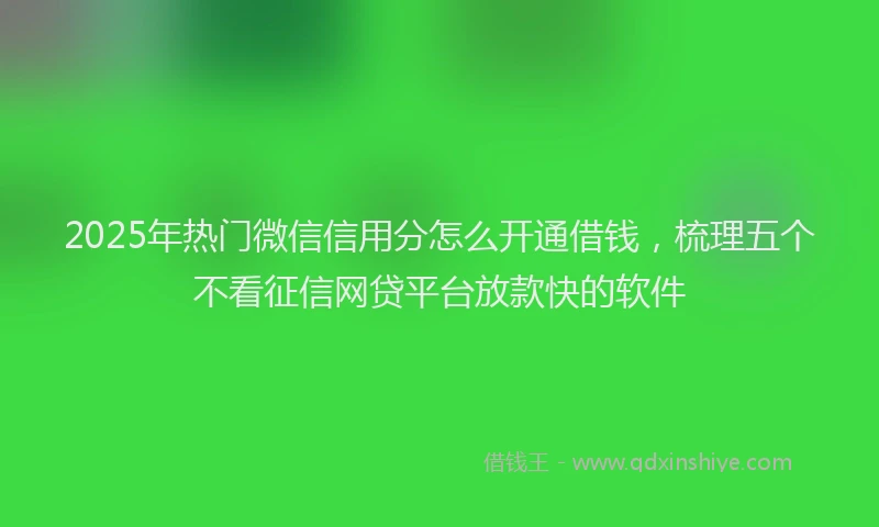 2025年热门微信信用分怎么开通借钱,梳理五个不看征信网贷平台放款快的软件