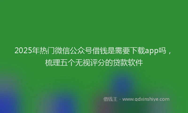 2025年热门微信公众号借钱是需要下载app吗，梳理五个无视评分的贷款软件