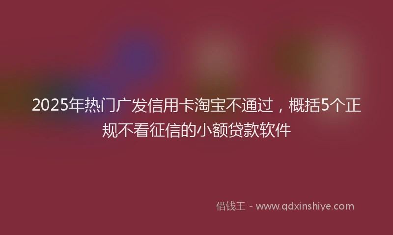 2025年热门广发信用卡淘宝不通过，概括5个正规不看征信的小额贷款软件