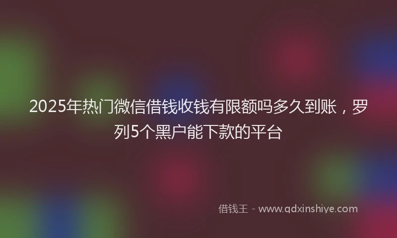 2025年热门微信借钱收钱有限额吗多久到账，罗列5个黑户能下款的平台