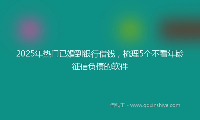 2025年热门已婚到银行借钱，梳理5个不看年龄征信负债的软件