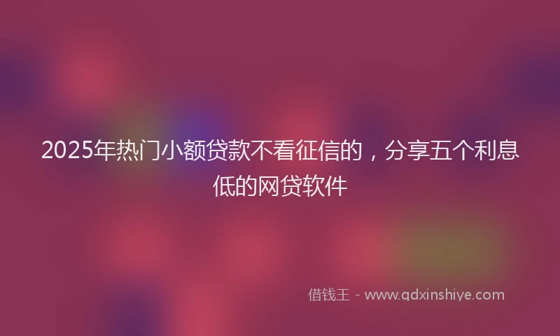 2025年热门小额贷款不看征信的，分享五个利息低的网贷软件
