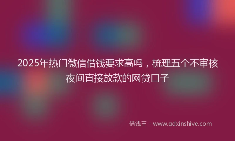 2025年热门微信借钱要求高吗，梳理五个不审核夜间直接放款的网贷口子