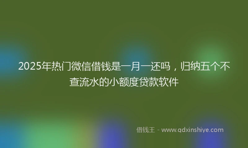 2025年热门微信借钱是一月一还吗，归纳五个不查流水的小额度贷款软件