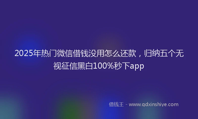 2025年热门微信借钱没用怎么还款，归纳五个无视征信黑白100%秒下app