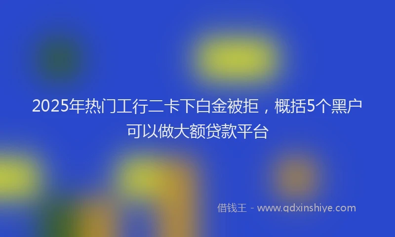 2025年热门工行二卡下白金被拒，概括5个黑户可以做大额贷款平台