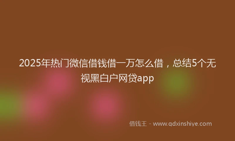 2025年热门微信借钱借一万怎么借，总结5个无视黑白户网贷app