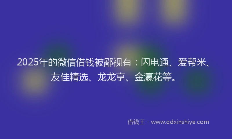 2025年的微信借钱被鄙视有：闪电通、爱帮米、友佳精选、龙龙享、金瀛花等。