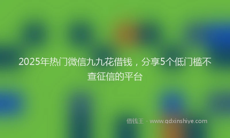 2025年热门微信九九花借钱，分享5个低门槛不查征信的平台