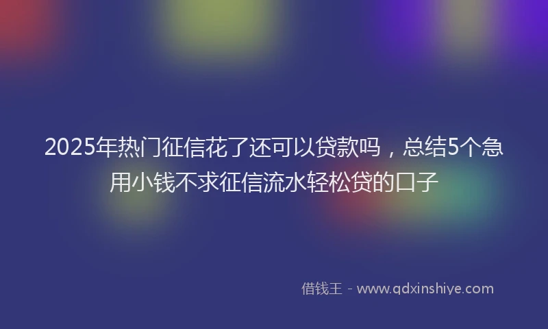 2025年热门征信花了还可以贷款吗，总结5个急用小钱不求征信流水轻松贷的口子