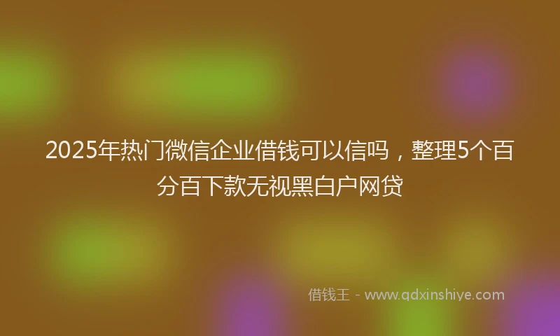 2025年热门微信企业借钱可以信吗，整理5个百分百下款无视黑白户网贷