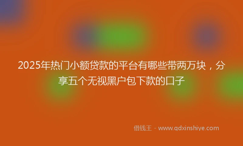 2025年热门小额贷款的平台有哪些带两万块，分享五个无视黑户包下款的口子