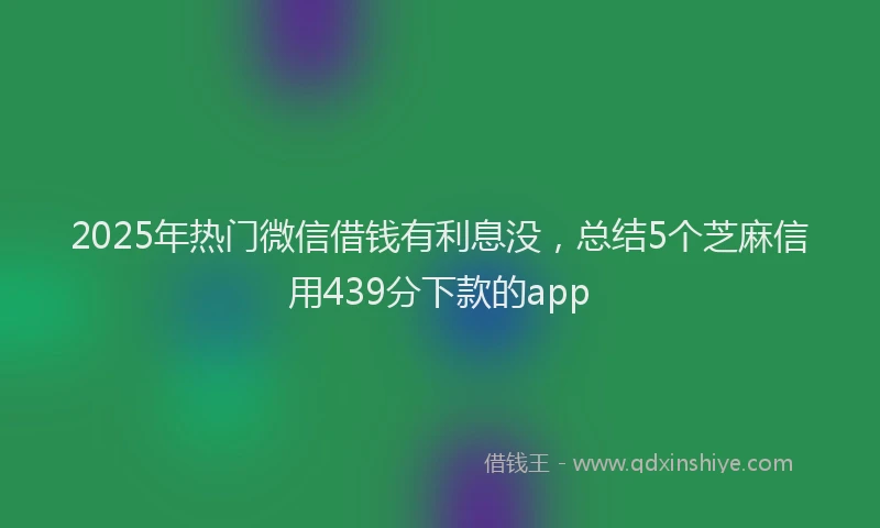 2025年热门微信借钱有利息没,总结5个芝麻信用439分下款的app