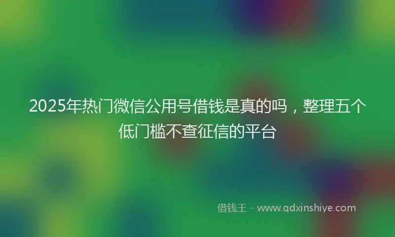 2025年热门微信公用号借钱是真的吗，整理五个低门槛不查征信的平台