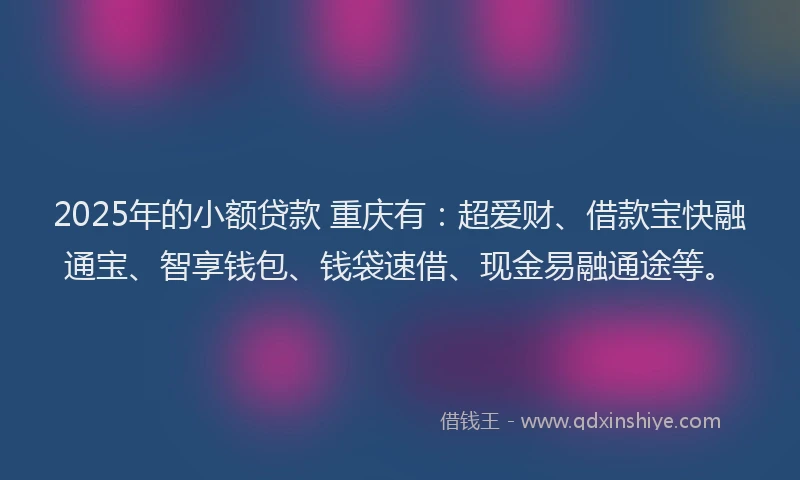 2025年的小额贷款 重庆有：超爱财、借款宝快融通宝、智享钱包、钱袋速借、现金易融通途等。