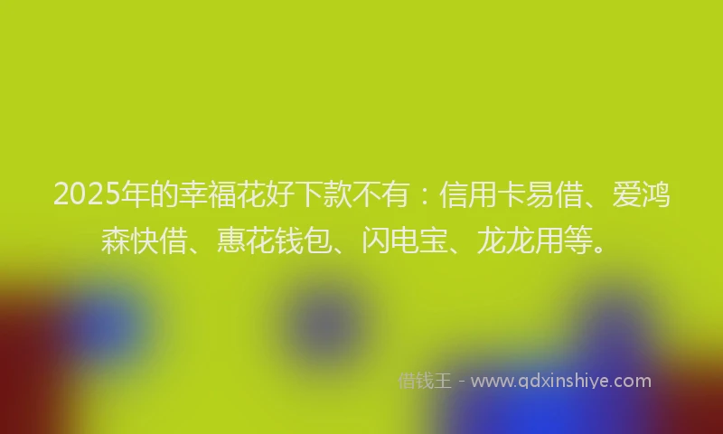 2025年的幸福花好下款不有：信用卡易借、爱鸿森快借、惠花钱包、闪电宝、龙龙用等。