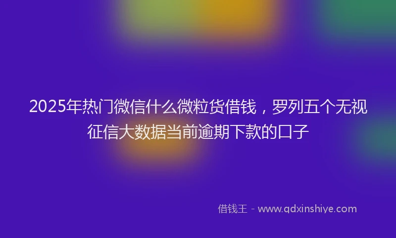 2025年热门微信什么微粒货借钱，罗列五个无视征信大数据当前逾期下款的口子