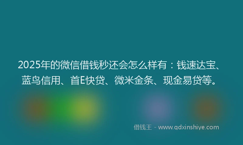 2025年的微信借钱秒还会怎么样有：钱速达宝、蓝鸟信用、首E快贷、微米金条、现金易贷等。