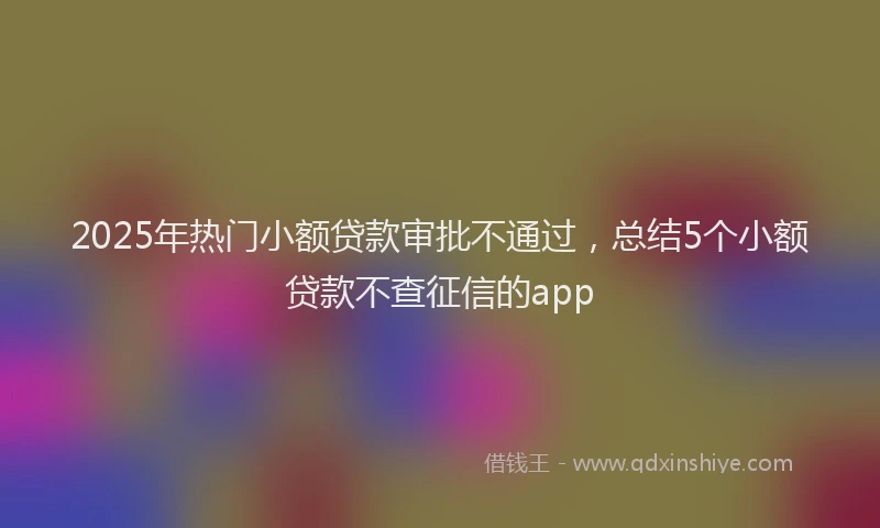 2025年热门小额贷款审批不通过，总结5个小额贷款不查征信的app