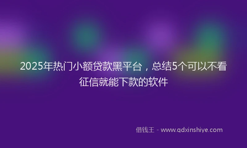 2025年热门小额贷款黑平台，总结5个可以不看征信就能下款的软件