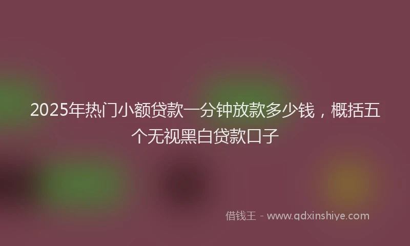 2025年热门小额贷款一分钟放款多少钱,概括五个无视黑白贷款口子