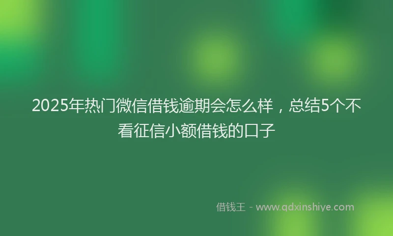 2025年热门微信借钱逾期会怎么样，总结5个不看征信小额借钱的口子