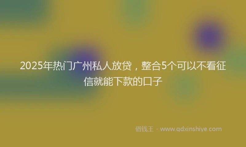 2025年热门广州私人放贷,整合5个可以不看征信就能下款的口子