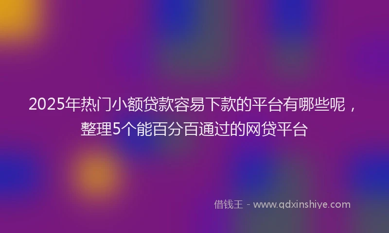 2025年热门小额贷款容易下款的平台有哪些呢，整理5个能百分百通过的网贷平台